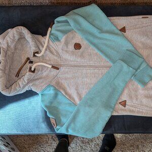 Naketano Zip Hoodie - Light Grey & Blue - Size XL